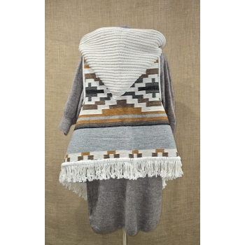 Poncho  ekwadorskie - kamizelka ze 100% wełny owczej w odcieniu szaro brązowym .